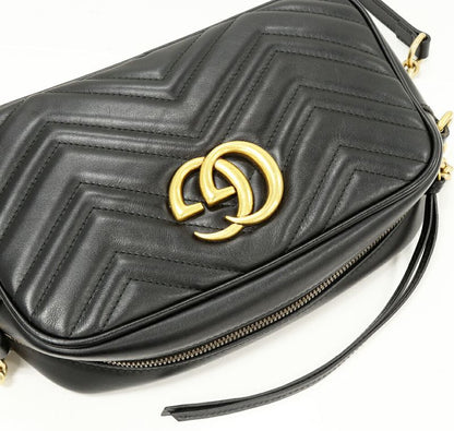 Gucci Chain Shoulder Bag GG Marmont Small Camera Bag Chevron Quilted Leather