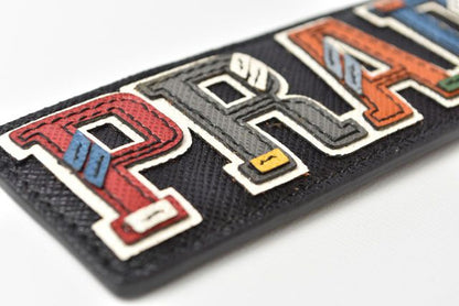 Unused Prada Key Ring Key Holder Logo Patchwork Black Multi