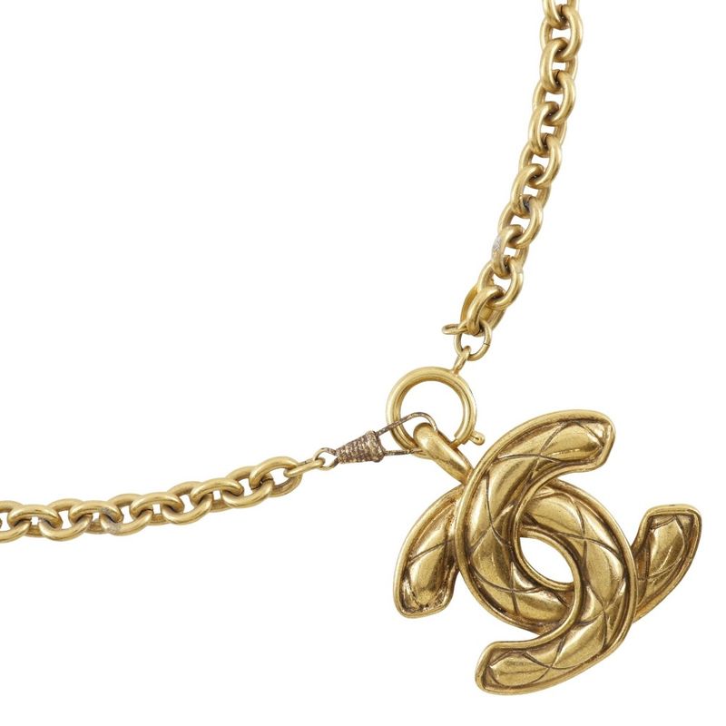 Chanel Coco Mark Vintage Matelasse Gold Plated Ladies 163.3g Necklace