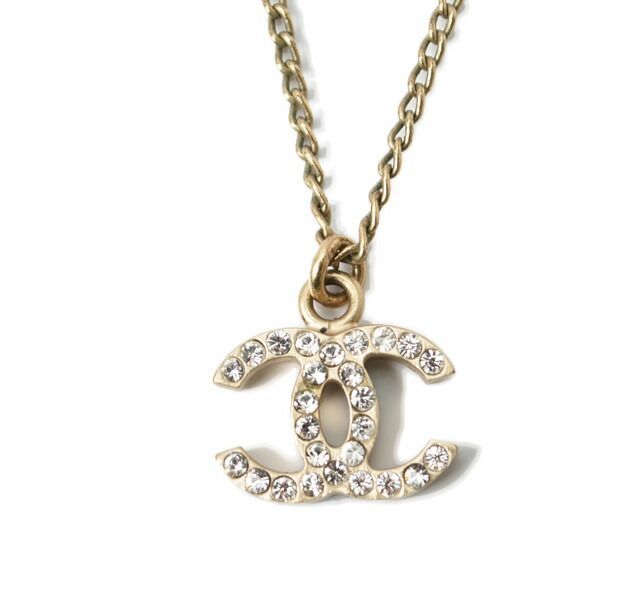 Chanel Necklace Pendant Chanel Coco Mark CC Rhinestone Gold