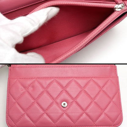 Chanel Matelasse Chain Wallet Pink Coco Mark
