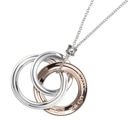 Tiffany & Co 1837 Interlocking Circle 925 Silver And Rubed Metal Ladies 5.28g