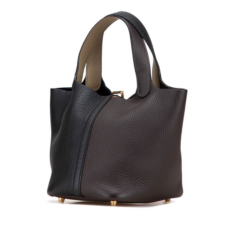 Hermes Picotin Lock PM Cazac Black Brown Taurillon Clemence Women Hermes