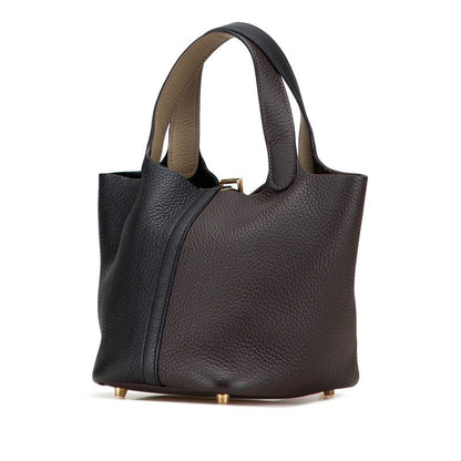 Hermes Picotin Lock PM Cazac Black Brown Taurillon Clemence Women Hermes