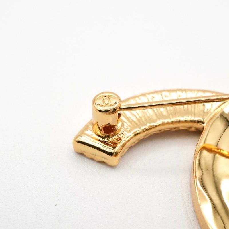 Chanel Brooch Corsage Gold Black Here Mark