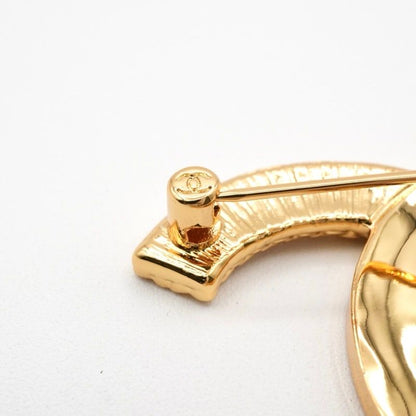 Chanel Brooch Corsage Gold Black Here Mark