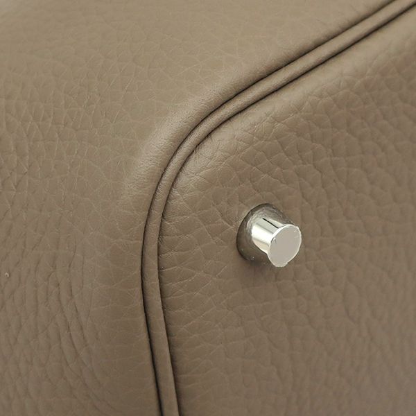 Hermes Handbag Picotin Lock MM Taurillon Clemence Etoupe Silver Hardware Never