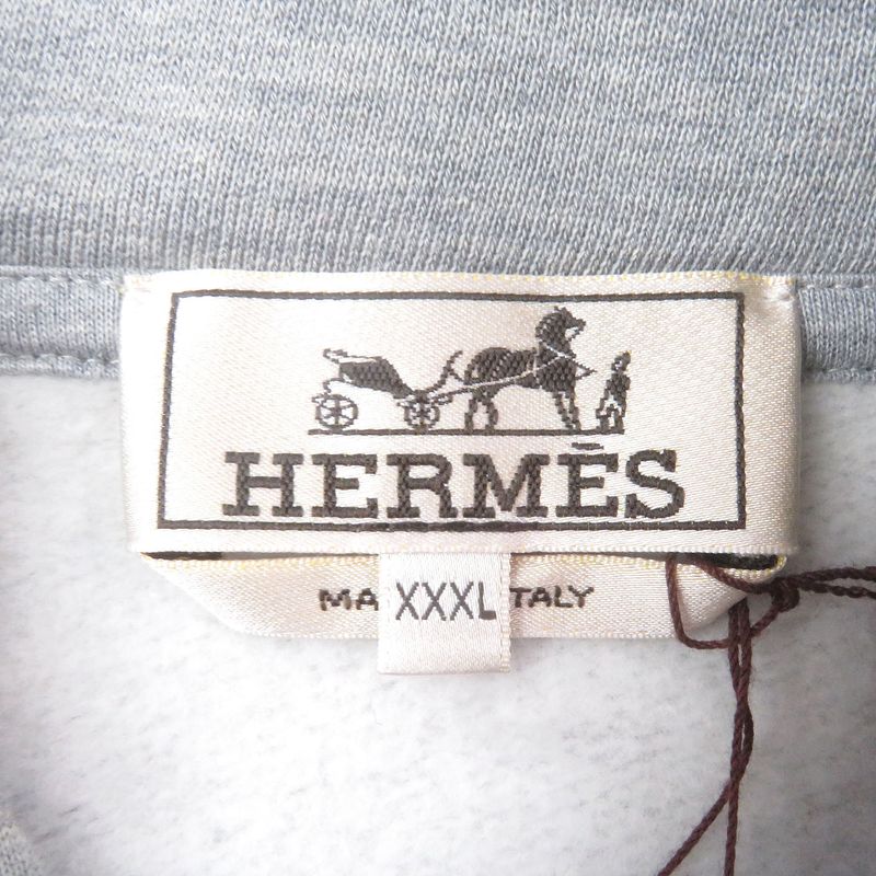 Hermes 2022 267680h Sheepskin Horse Lambleather Patches Pullover Hoodie Grey