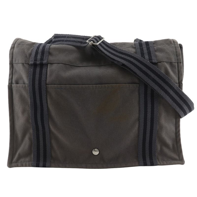 Hermes Fourre Tout Bassas MM Cotton Canvas Gray Unisex Shoulder Bag