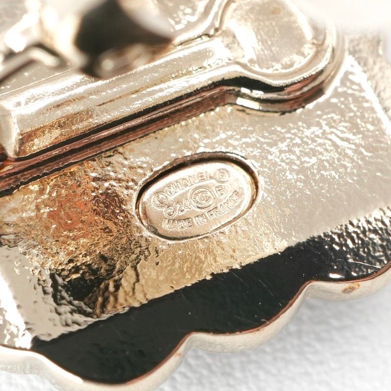 Chanel Earrings Earring Gold Black Gray Here Mark