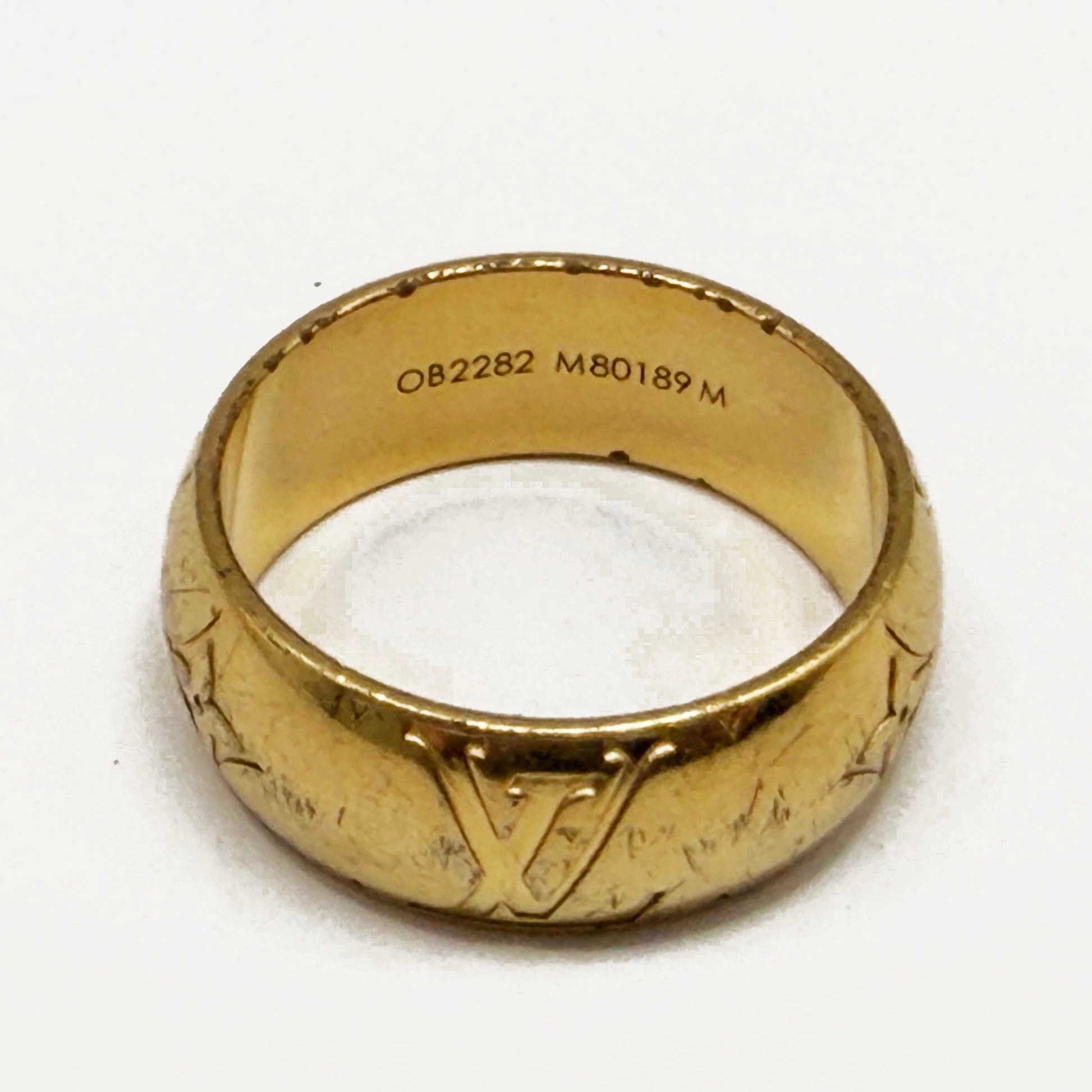 Louis Vuitton Signet Monogram LV Logo Gold Ring 10