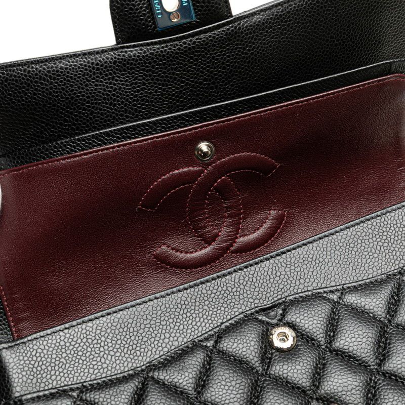 Chanel Matelasse Coco Mark W Flap Chain Shoulder Bag Handbag Black Silver