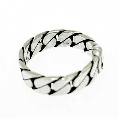 Gucci Silver Interlocking G Chain Ring 5.1g 925 Engraved 473034 Ring