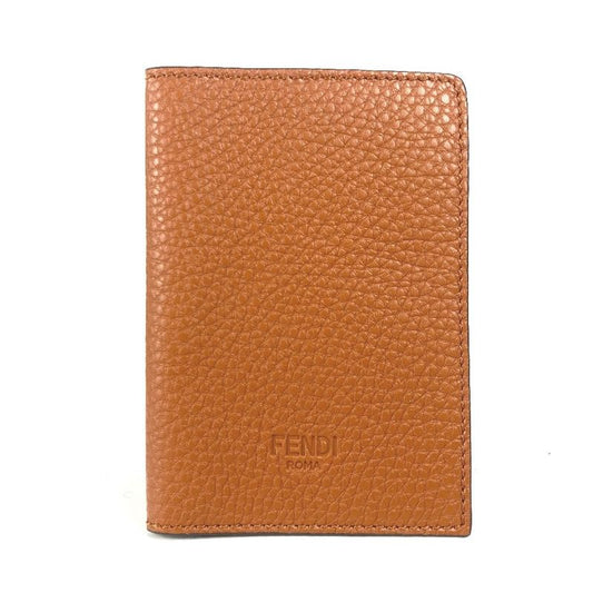 Fendi Passport Case With Logo Leather Brown