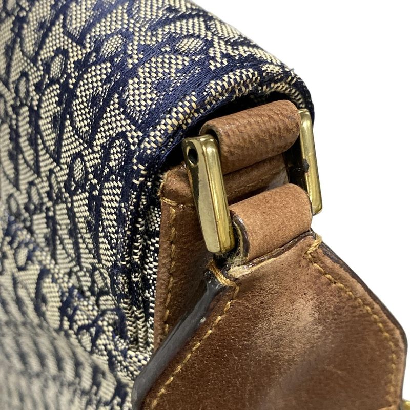 Dior/christian Dior Shoulder Bag Street Chic/trotter Navy And Ivory And Brown