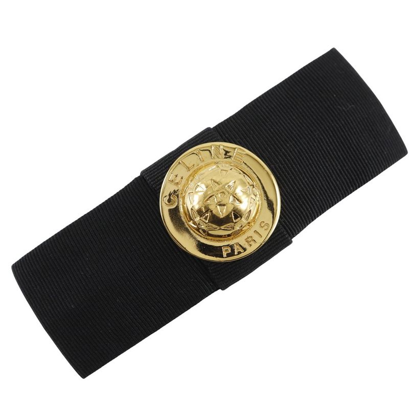 Celine Old Celine Star Vintage Cotton And Gold Plated Black Ladies Barrette