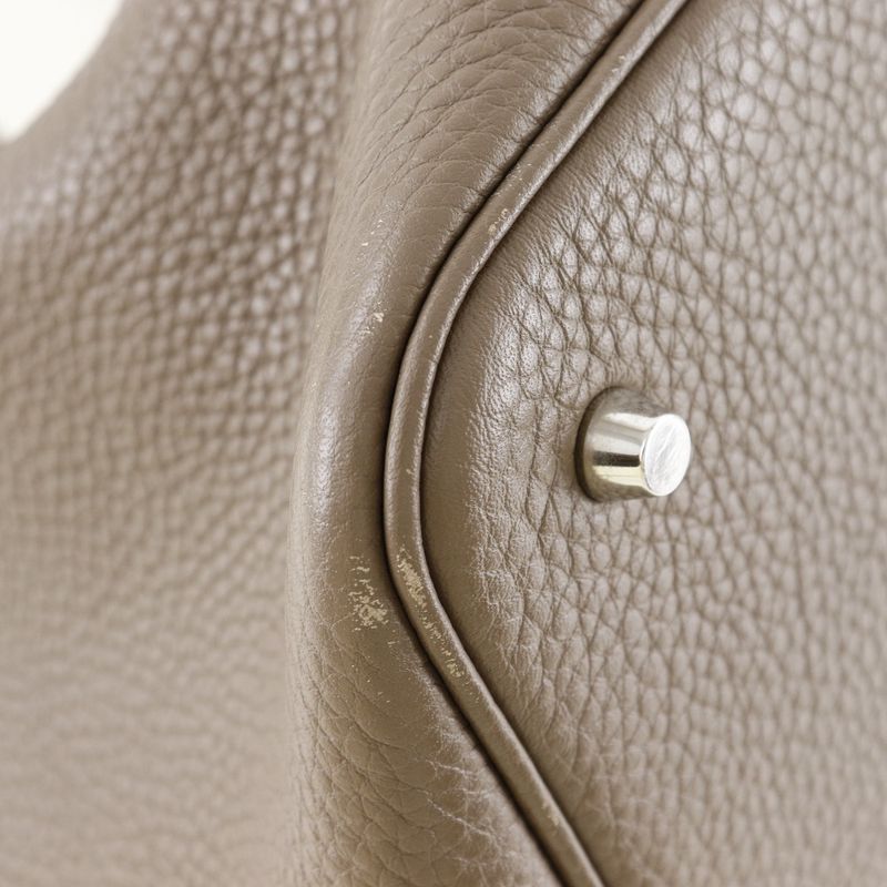 Hermes Picotin Lock MM Taurillon Clemence Etoupe Silver Hardware T Ladies