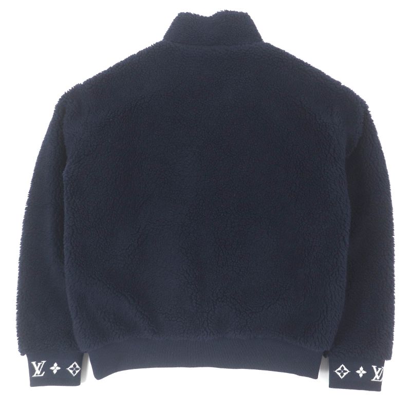 Louis Vuitton 1aglxq 25SS Monogram Leather Patch Fleece Jacket Blouson Navy L