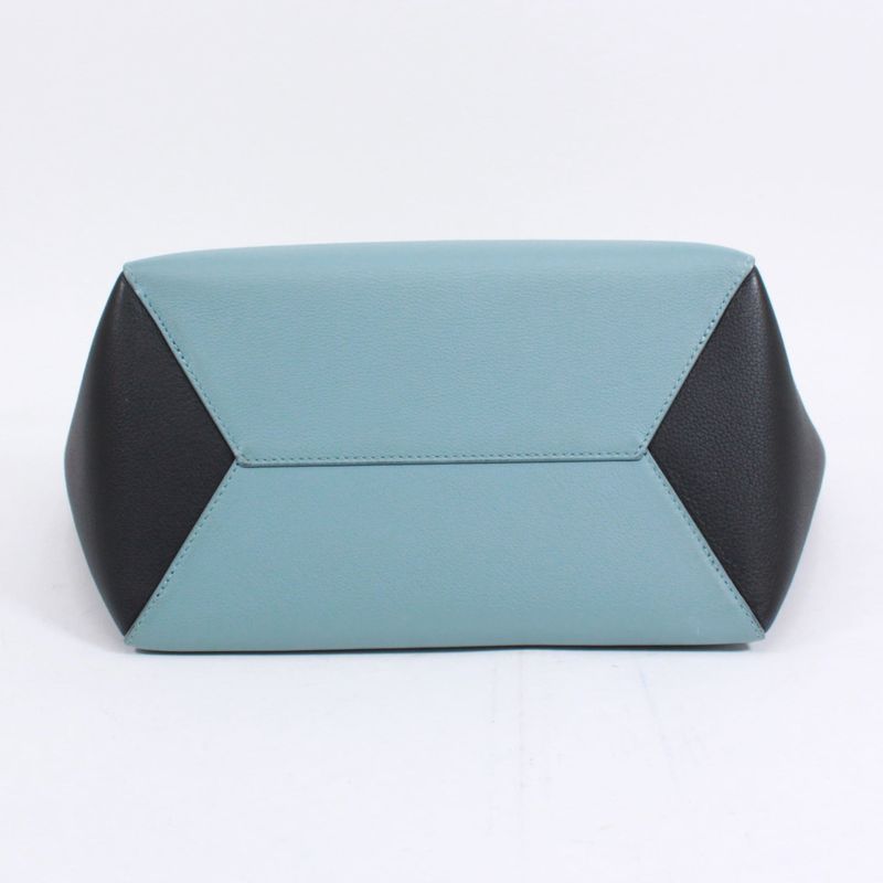 Louis Vuitton Lock Me Cabas Leather Black And Blue Tote Bag Silver M41447