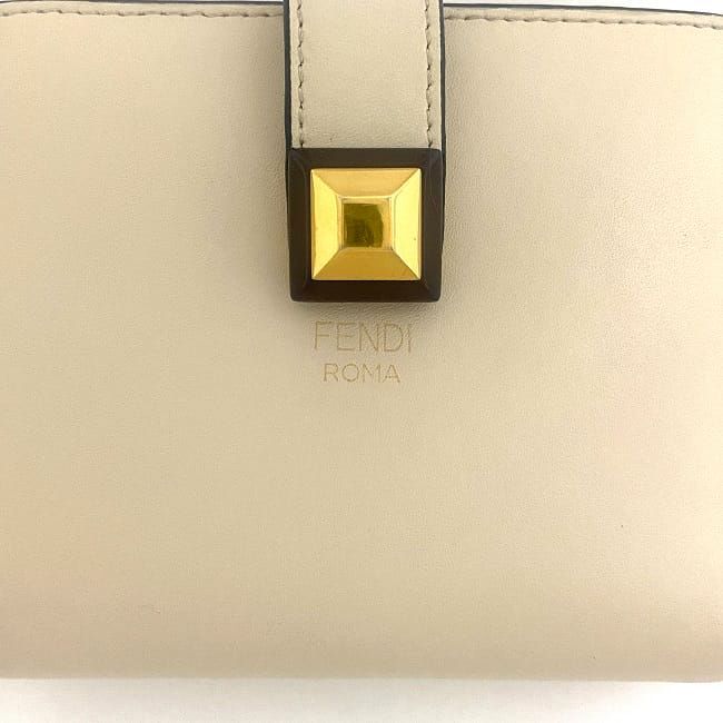 Fendi Bifold Wallet Beige Gold Orange 8m0386 Excellent Condition