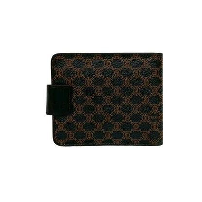 Celine Vintage Macadam Blason Triomphe Pattern Leather Bifold Wallet Mini