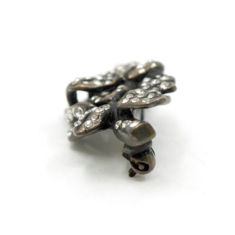 Saint Laurent Pin Brooch Rhinestone Approx 5.8g Black Accessories Box