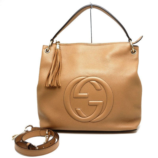 Gucci Soho 2-way Shoulder Bag 536194 Interlocking G Beige *outlet