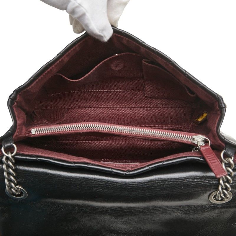 Chanel Coco Mark Matelasse Crossbody Chain Shoulder Bag Black Leather Women