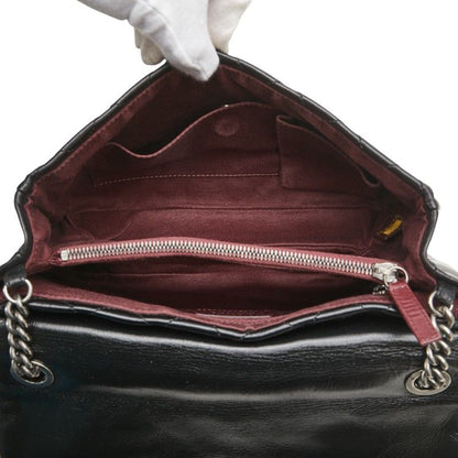 Chanel Coco Mark Matelasse Crossbody Chain Shoulder Bag Black Leather Women