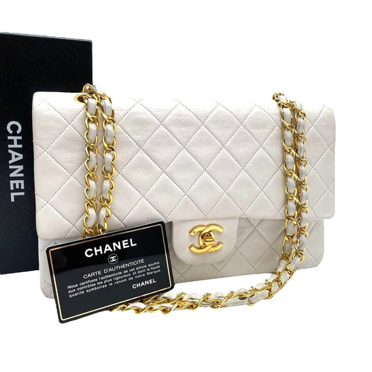 CHANEL 24K Vintage Classic Double Flap Bag Quilted Lambskin Chain Tote