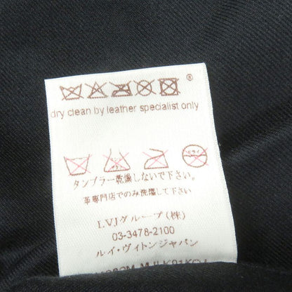 Louis Vuitton Double Breasted Leather Jacket Pea Coat Black 44 Made In France