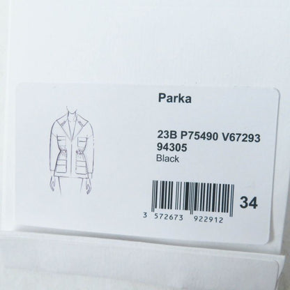 CHANEL 23B P75490 100% Silk Coco Mark Chain Design Zip Up Hoodie/jacket Black