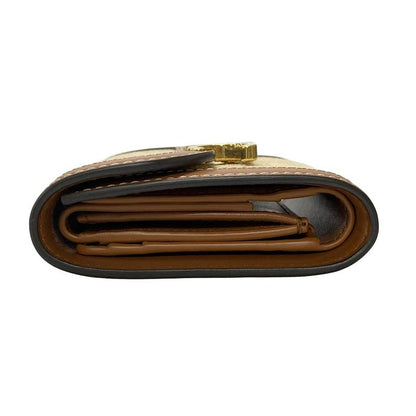 Celine Triomphe Small Flap Wallet Ivory And Brown Leather