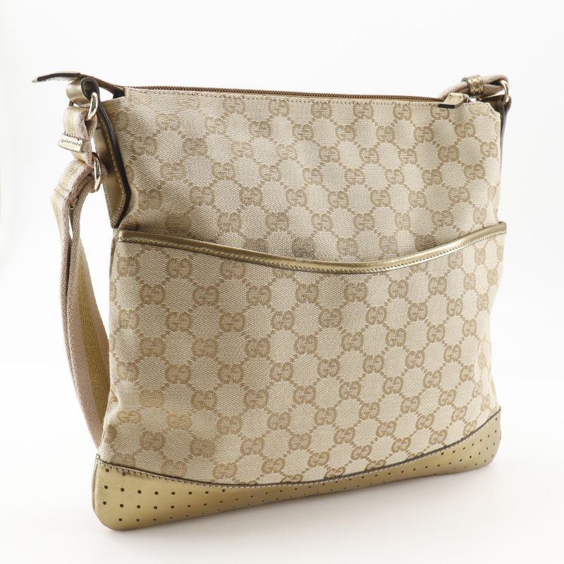 Gucci 145857 GG Canvas Beige Women Shoulder Bag