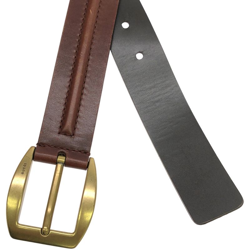 Gucci Logo Engraved Leather Belt 106395 214351 Brown 95