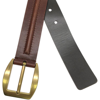 Gucci Logo Engraved Leather Belt 106395 214351 Brown 95