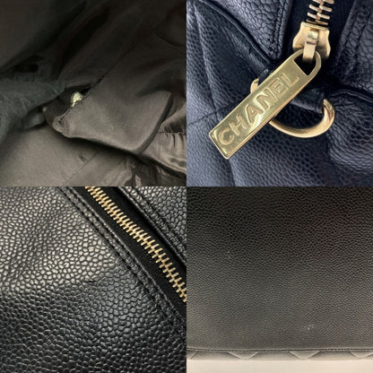 Chanel Matelasse Boston Bag Large Black Caviar Skin Coco Mark Gold Hardware