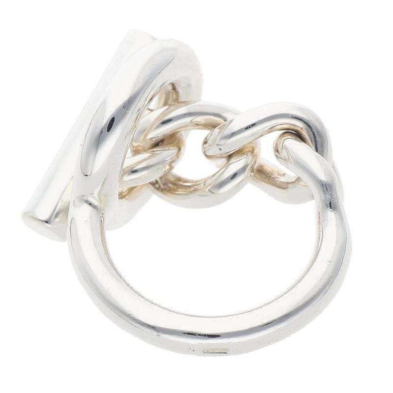 Hermes Croisette Silver Ring Men's 53 11