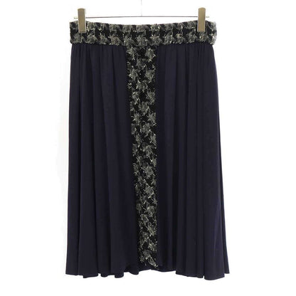 Chanel Tweed Combination Rayon Skirt P54588v41169 Navy 44