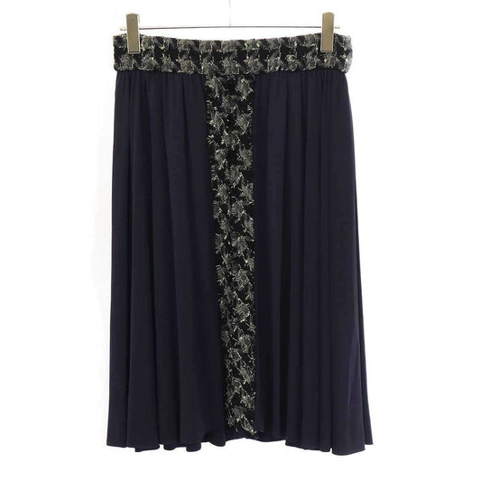 Chanel Tweed Combination Rayon Skirt P54588v41169 Navy 44