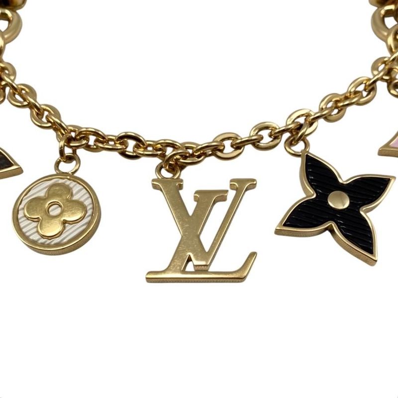 Louis Vuitton Bag Charm Chain Spring Street M01188 Monogram Flower Epi Gold