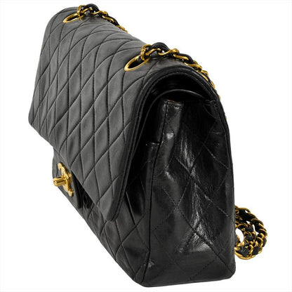 Chanel Matelasse 25 Chain Shoulder Bag Lambskin A01112 Black Gold Hardware Coco