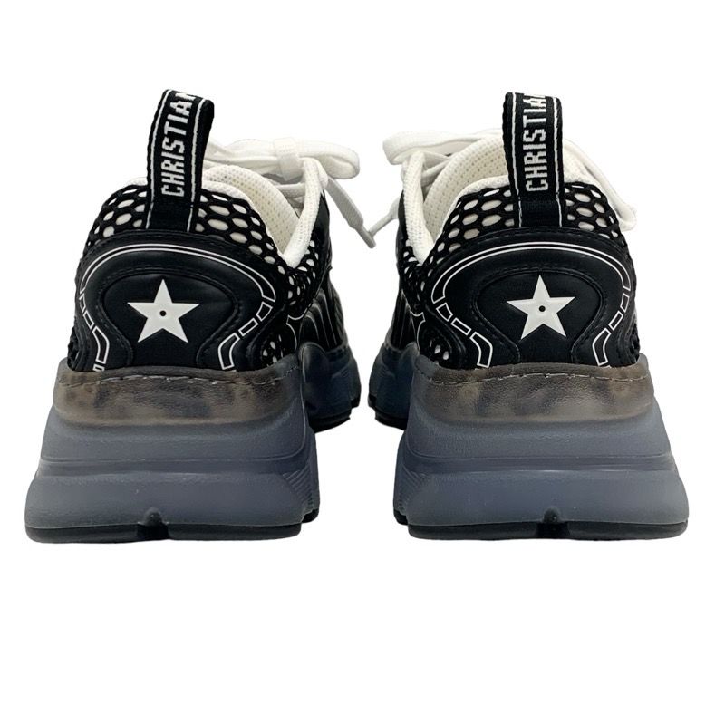 Christian DIOR Vibe Sneakers Shoes Leather Rubber Black White Black Logo Mesh