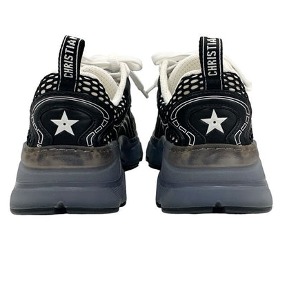 Christian DIOR Vibe Sneakers Shoes Leather Rubber Black White Black Logo Mesh