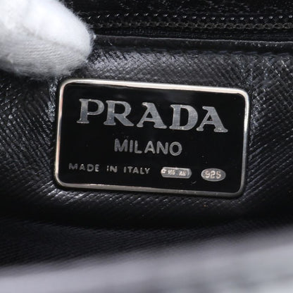 Prada Leather 2WAY Shoulder Bag Crossbody Hand Tote Genuine Leather Black Gold