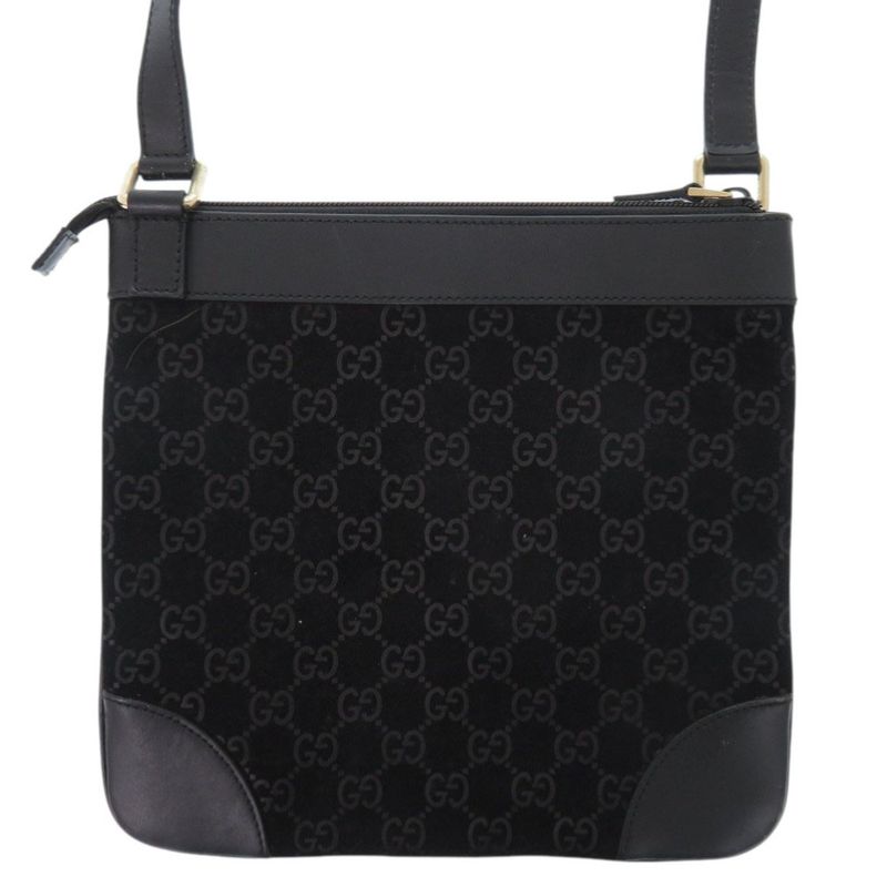 Gucci 272396 GG Suede Black Shoulder Bag Black 0454 Gucci