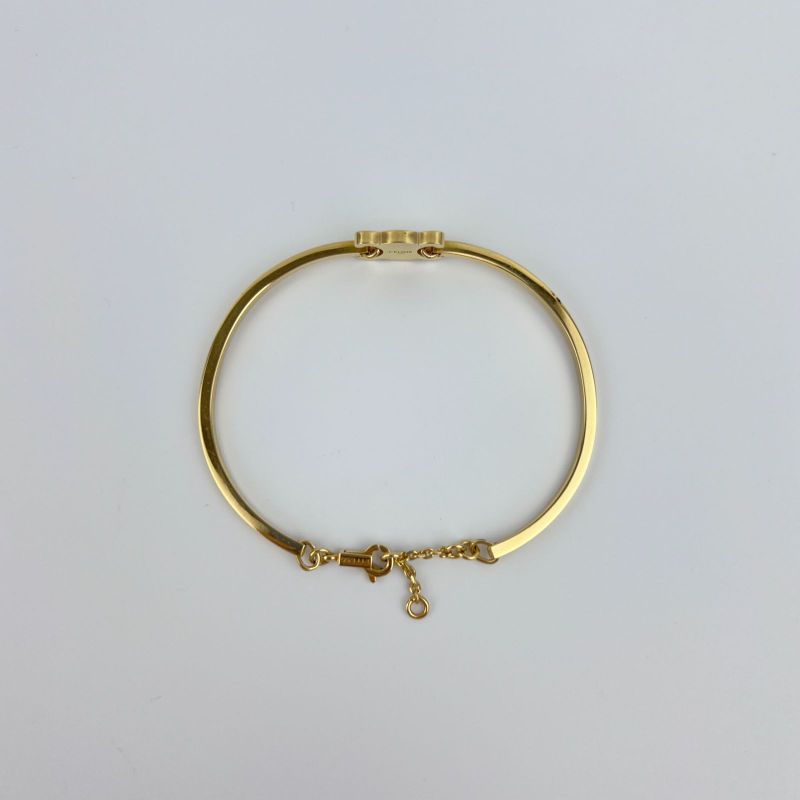 Celine Logo Triomphe Accessory Bracelet Bangle Gold Vintage Women's
