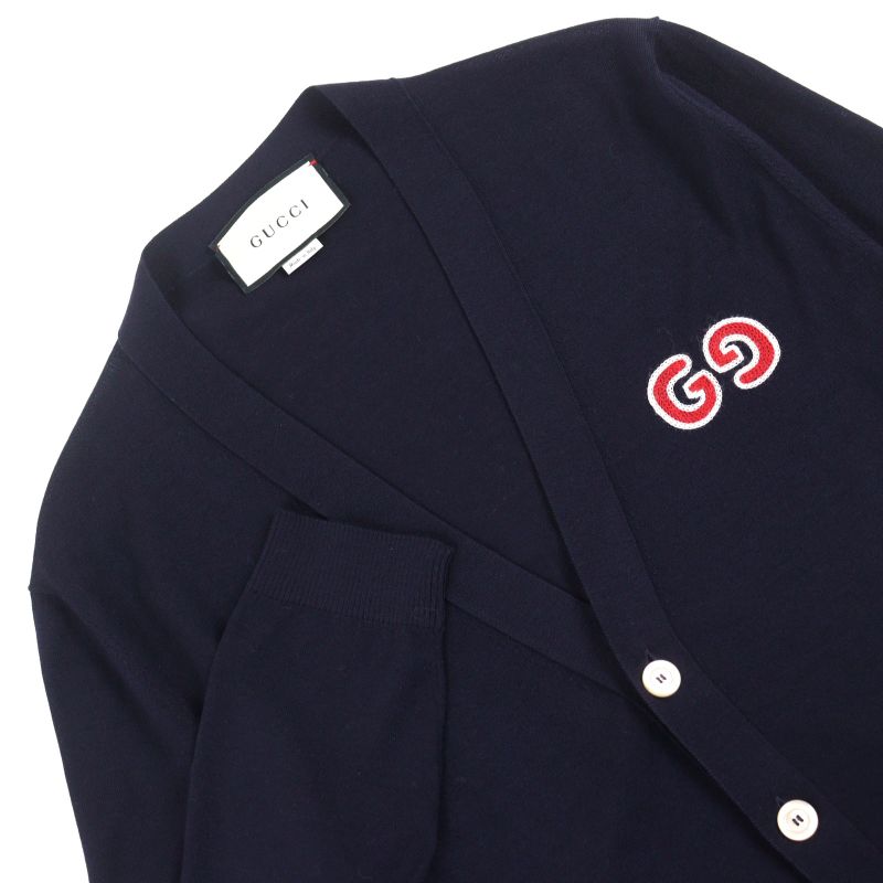 Gucci 576815 100% Wool Cardigan With GG Embroidery Logo Buttons And Pockets