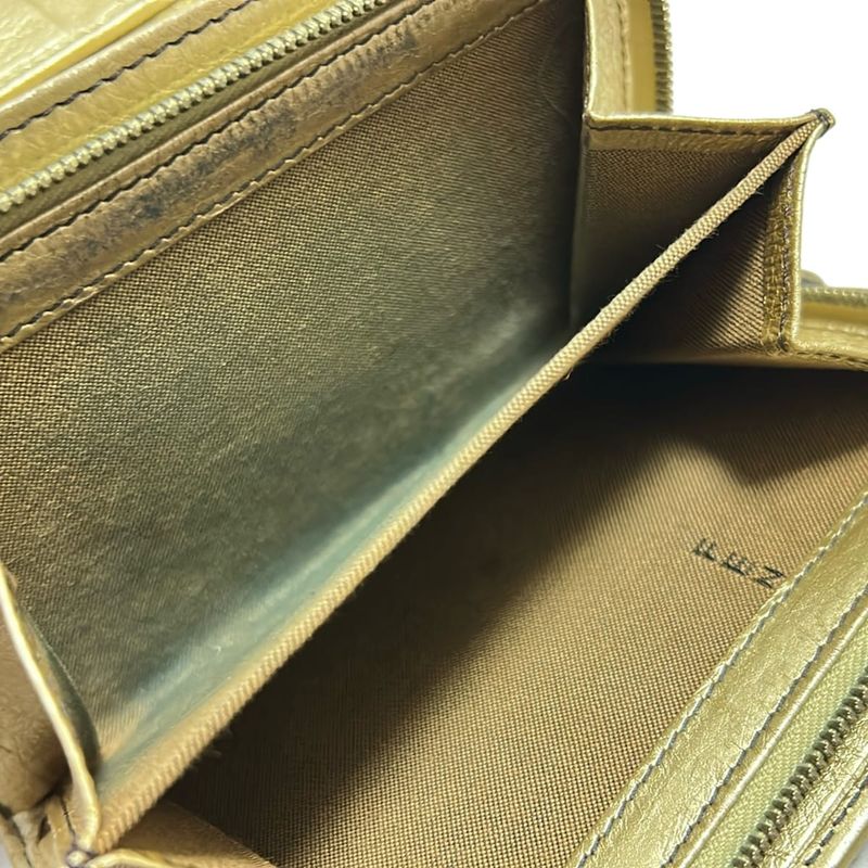 Fendi Bifold Wallet In Zucca Pattern 8m0029 Beige Dark Brown And Gold Leather