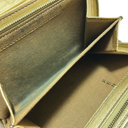 Fendi Bifold Wallet In Zucca Pattern 8m0029 Beige Dark Brown And Gold Leather